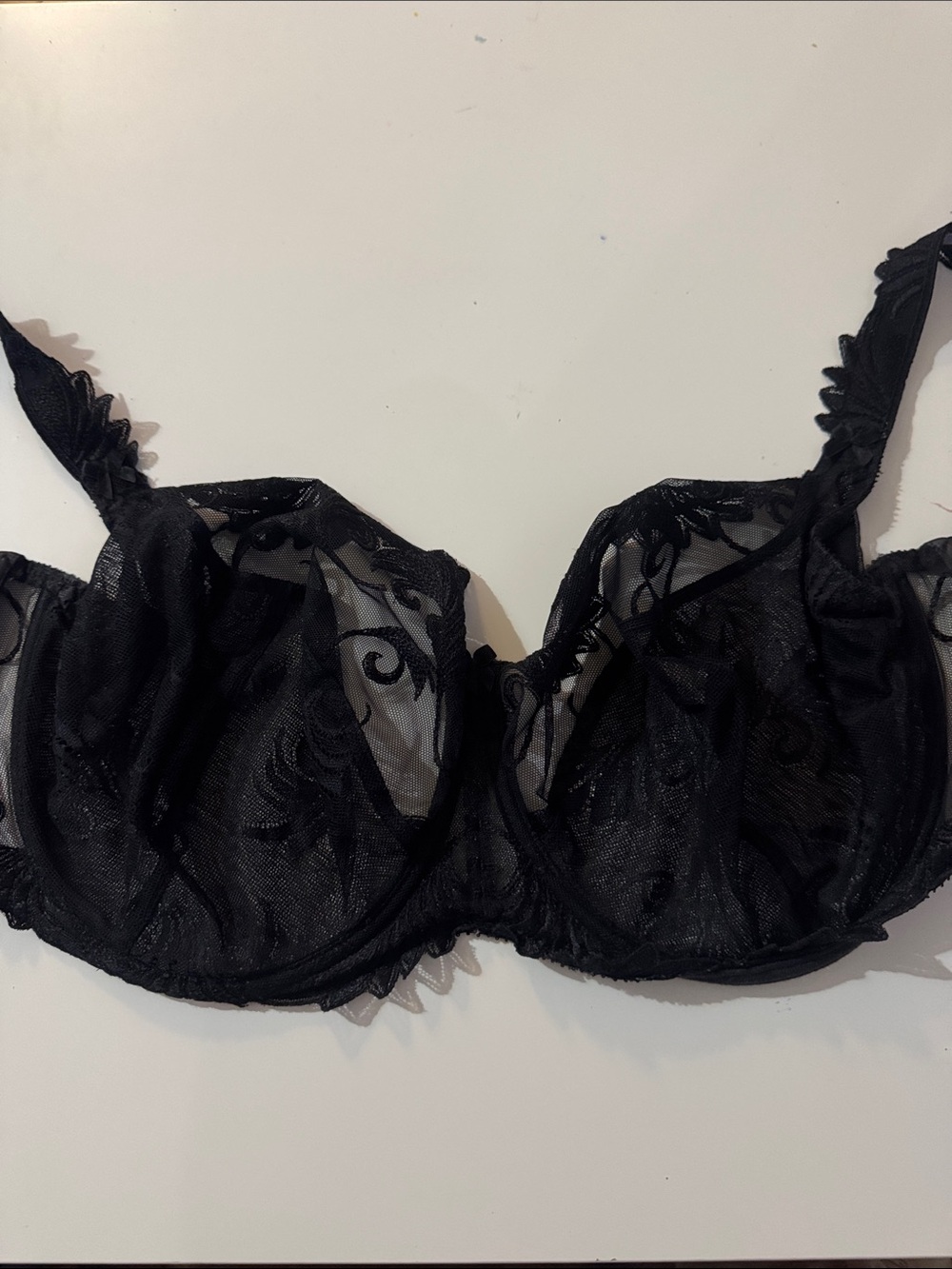Sheer Black Lace Underwire Bra - Elegant Support